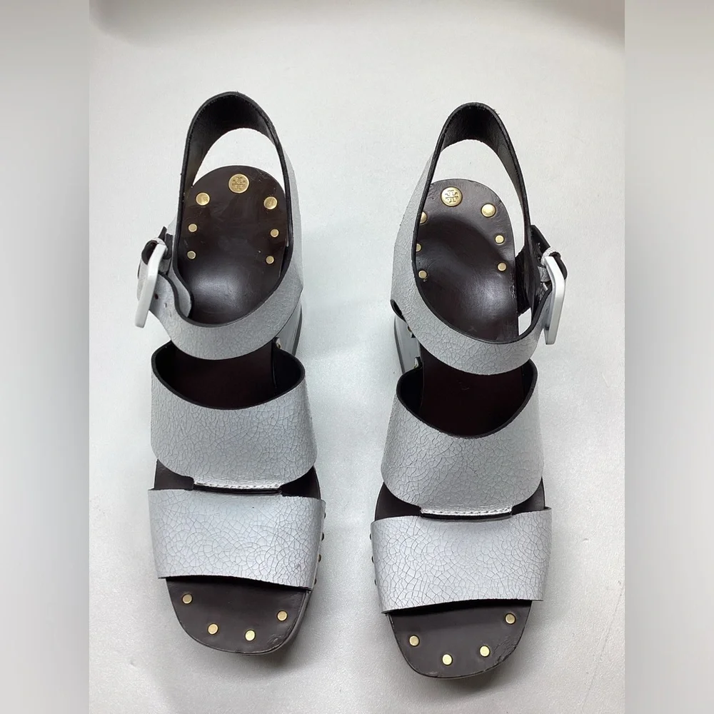Tory Burch Caged Ankle-Strap Clog Sandals Size 9.5